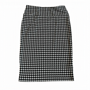 Houndstooth Pencil Skirt, Midi Length Black and White Jersey Knit Midi Skirt, 6
